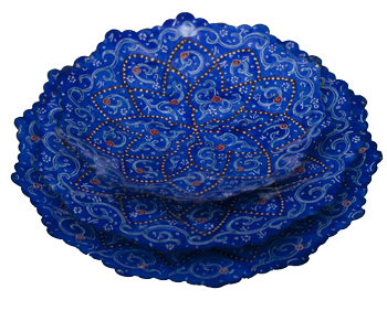 Three enameled copper plates (minakari)